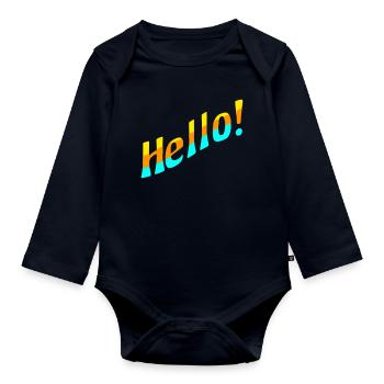 Hello! - Organic Longsleeve Baby Bodysuit - navy - Front
