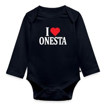 t-shirt I love Honesty t-shirt gift idea - Organic Longsleeve Baby Bodysuit - navy - Front