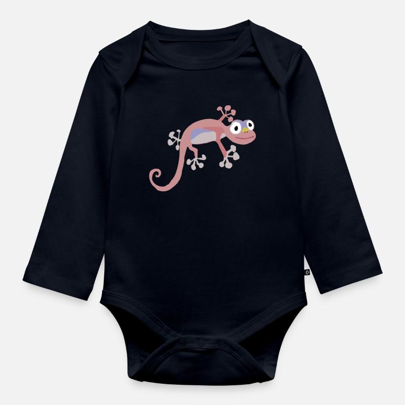 Rangei - Salamandre Rose Délicate - Body Bébé bio manches longues - bleu marine