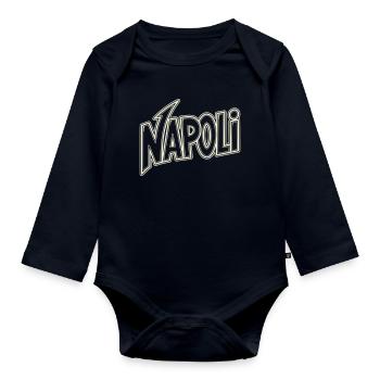 Lettrage néon Napoli - Body Bébé bio manches longues - bleu marine - Devant