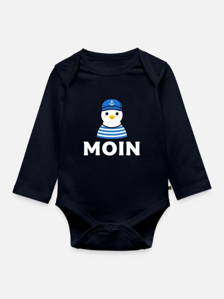 Moin Möwe im Sailor-Stil - Baby Bio-Langarm-Body - Navy