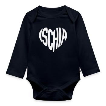 Ischia Heart Shape Typo - Organic Longsleeve Baby Bodysuit - navy - Front