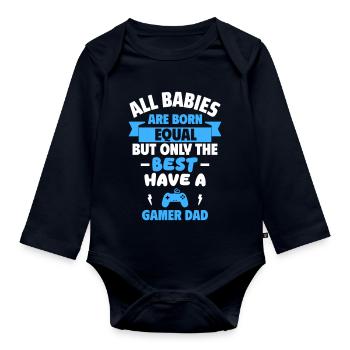 Baby,Dad Gamer,Geek,Gaming,Birth Gift - Organic Longsleeve Baby Bodysuit - navy - Front