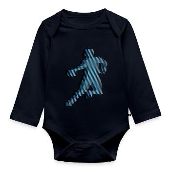 HANDBALL Streifenraster 3C - Baby Bio-Langarm-Body - Navy - Vorne