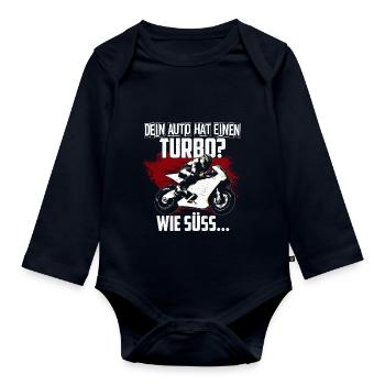 Motorrad Rennmaschine Turbo - Baby Bio-Langarm-Body - Navy - Vorne