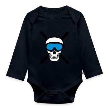 Skiing Skull - Organic Longsleeve Baby Bodysuit - navy - Front