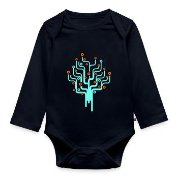 baum2_3f - Organic Longsleeve Baby Bodysuit - navy - Front