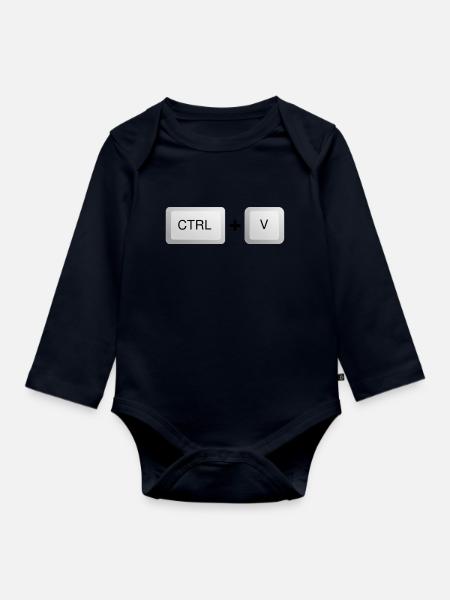 Strg + V - Baby Bio-Langarm-Body - Navy