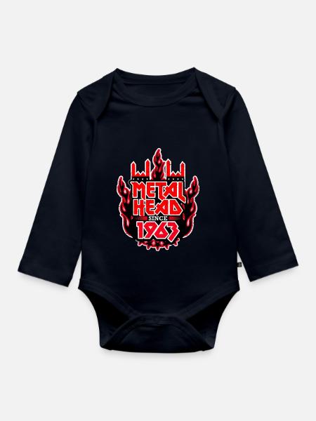 METALHEAD since 1963 - Baby Bio-Langarm-Body - Navy