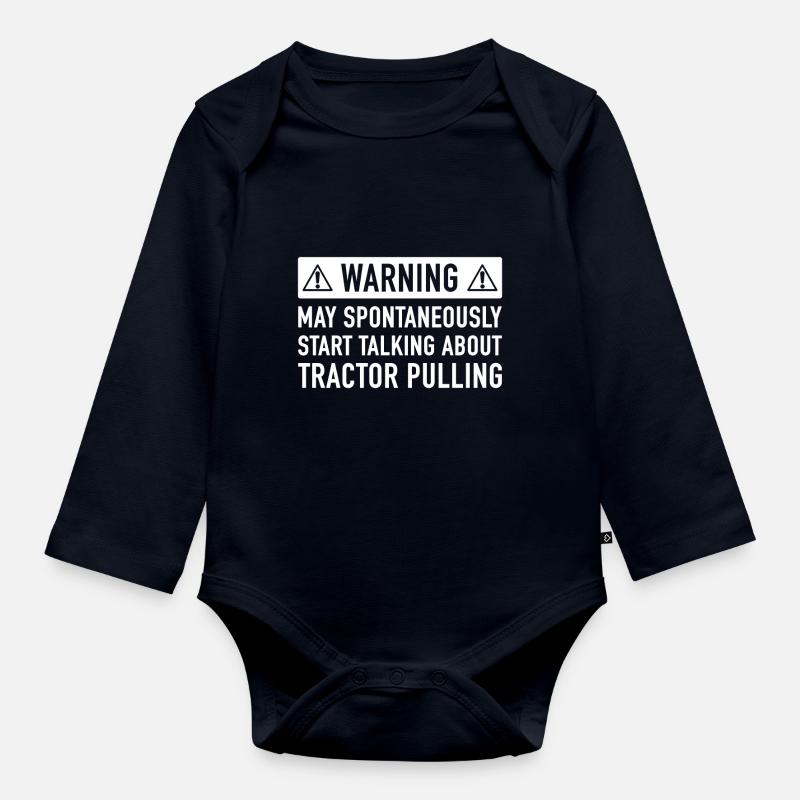 Funny Tractor Pulling Gift Idea - Organic Longsleeve Baby Bodysuit - navy