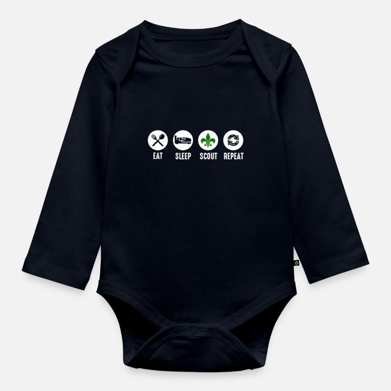 Mangez le sommeil Répéter Scout - Body Bébé bio manches longues - bleu marine