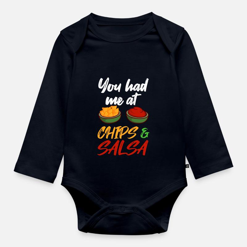Croustilles et salsa - Body Bébé bio manches longues - bleu marine