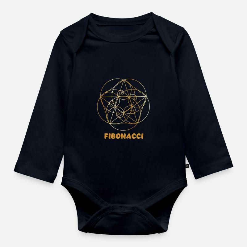 Leonardo Fibonacci Mathematician Math Series Sequence - Organic Longsleeve Baby Bodysuit - navy