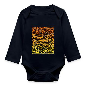 Zebrastreifen - Tiger Muster - Urlaub in Afrika - Baby Bio-Langarm-Body - Navy - Vorne