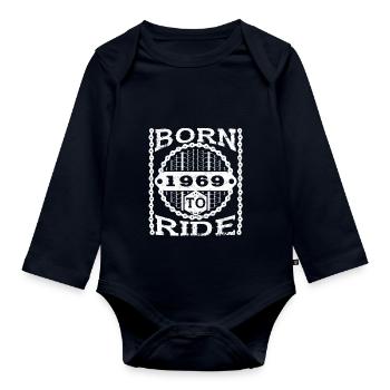 born ride geburtstag biker geschenk fahrrad 1969 - Baby Bio-Langarm-Body - Navy - Vorne