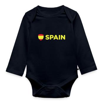 National Flag Of Spain - Organic Longsleeve Baby Bodysuit - navy - Front