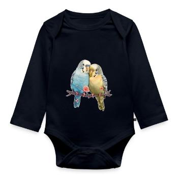 Budgies - Organic Longsleeve Baby Bodysuit - navy - Front