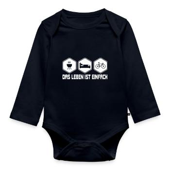 Das Leben ist einfach - Rennrad - Baby Bio-Langarm-Body - Navy - Vorne