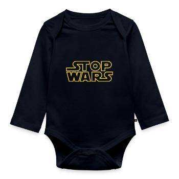 stop wars starlight outline - Organic Longsleeve Baby Bodysuit - navy - Front