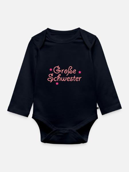 große Schwester - Baby Bio-Langarm-Body - Navy