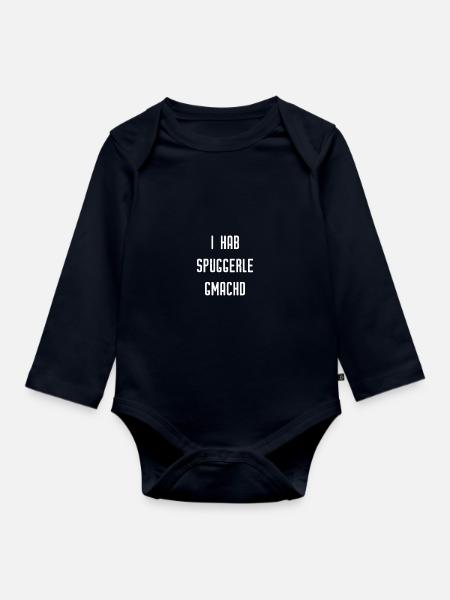 I hab Spuggerle gmachd - Schwäbischer Print - Baby Bio-Langarm-Body - Navy