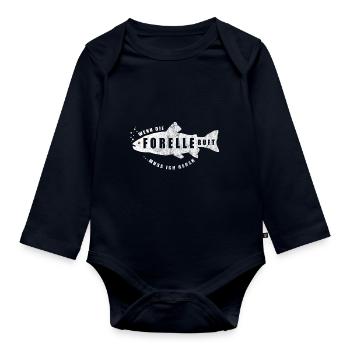 Forelle Forellen Angeln Angler Angelrute Fischen - Baby Bio-Langarm-Body - Navy - Vorne