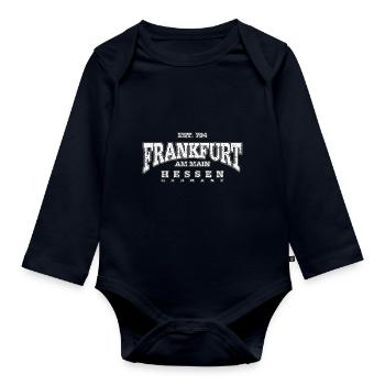 Frankfurt am Main (white oldstyle) - Organic Longsleeve Baby Bodysuit - navy - Front