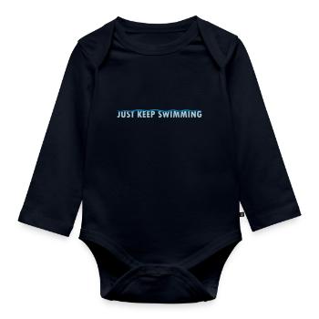 Just Keep Swimming - Organic Longsleeve Baby Bodysuit - navy - Front