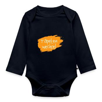 Tapetenwechsel orange - Baby Bio-Langarm-Body - Navy - Vorne
