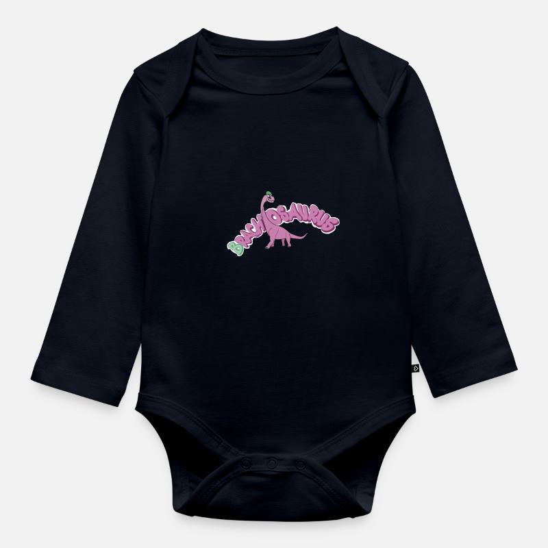 Brachiosaurus - Baby Bio-Langarm-Body - Navy