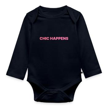 CHIC HAPPENS ROSA - Baby Bio-Langarm-Body - Navy - Vorne
