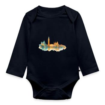 Venice City - Organic Longsleeve Baby Bodysuit - navy - Front