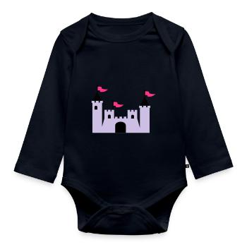 castle - Organic Longsleeve Baby Bodysuit - navy - Front