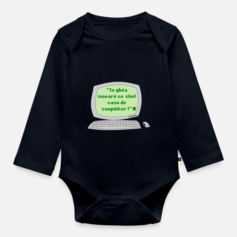 Smettila di giocare con il computer ! - Body ecologico per neonato a manica lunga - blu navy