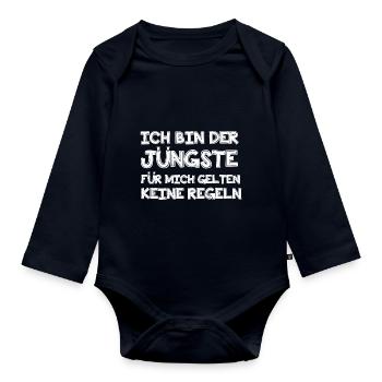 Ich bin der Jüngste - Baby Bio-Langarm-Body - Navy - Vorne