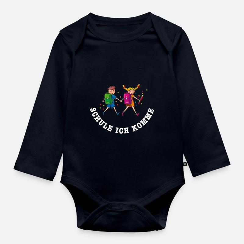 Schule ich komme, Einschulung - Baby Bio-Langarm-Body - Navy