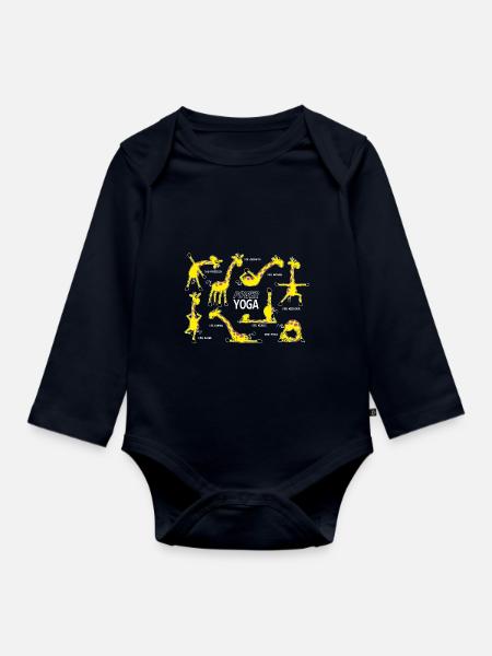 Yoga Giraffe - Baby Bio-Langarm-Body - Navy