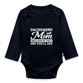 Dackel Dackel Dackel Mama Dackel Haustier - Baby Bio-Langarm-Body - Navy - Vorne