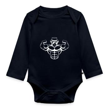 strong gorilla - Baby Bio-Langarm-Body - Navy - Vorne