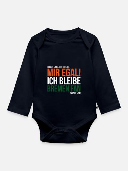 Ich bleibe Bremen Fan - Baby Bio-Langarm-Body - Navy