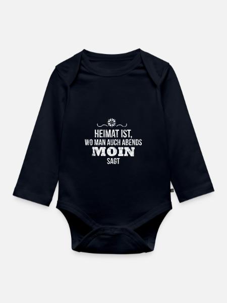 Heimat ist, wo man auch Abends Moin sagt | Norden - Baby Bio-Langarm-Body - Navy