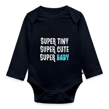 Super petit - super mignon - super bébé - bleu - Body Bébé bio manches longues - bleu marine - Devant