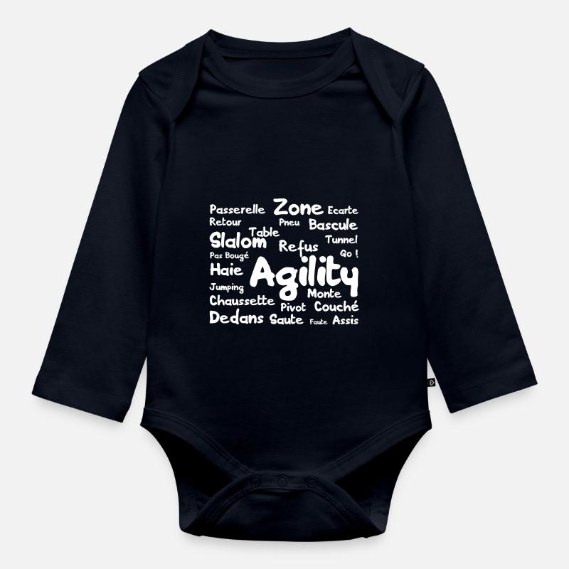 mots agility - Body Bébé bio manches longues - bleu marine