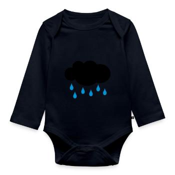 pluie - Body Bébé bio manches longues - bleu marine - Devant
