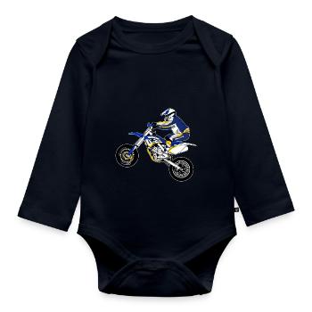 Supermoto - Baby Bio-Langarm-Body - Navy - Vorne