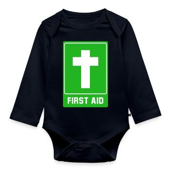 Kreuz First aid - Baby Bio-Langarm-Body - Navy - Vorne
