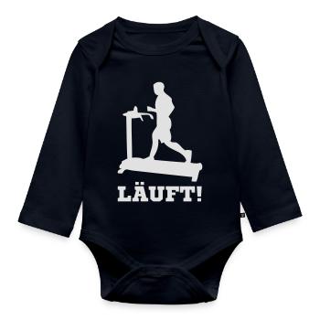 Jogger auf Laufband. LÄUFT! - Baby Bio-Langarm-Body - Navy - Vorne
