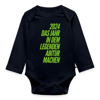 Funny High School Graduation Sayings - Organic Longsleeve Baby Bodysuit - navy - Front