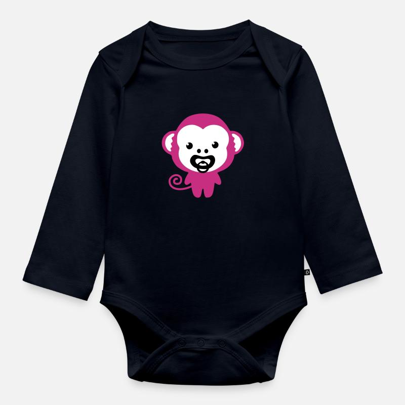 monkey with soother - Body Bébé bio manches longues - bleu marine