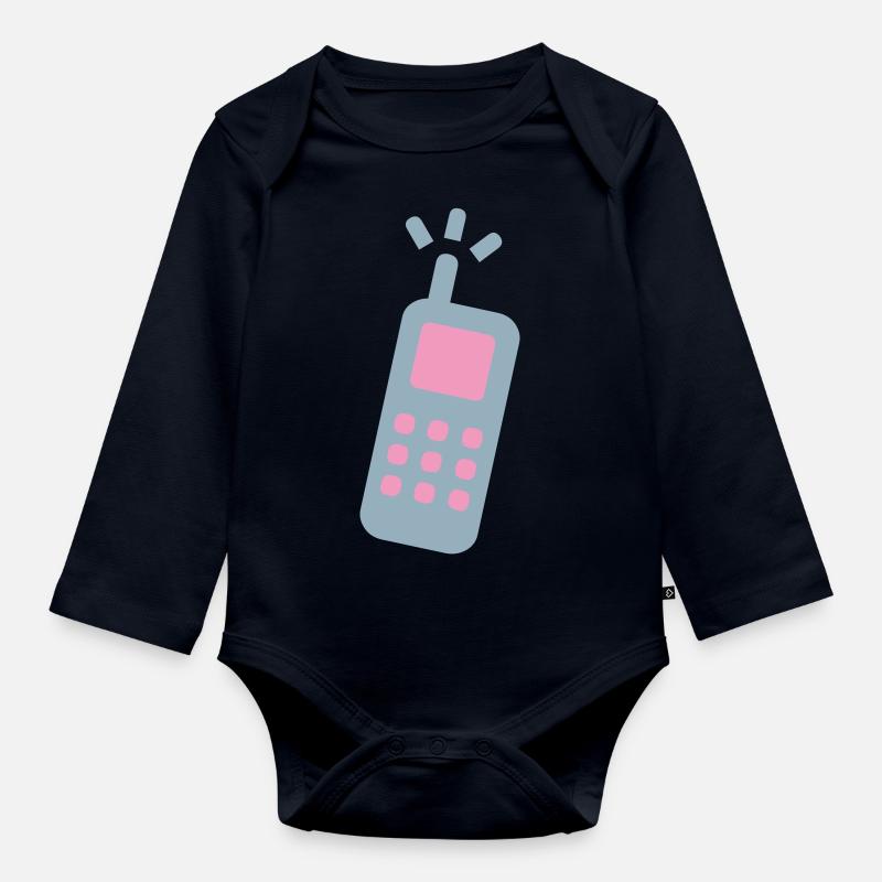 telefon handy cell fon call - Body Bébé bio manches longues - bleu marine